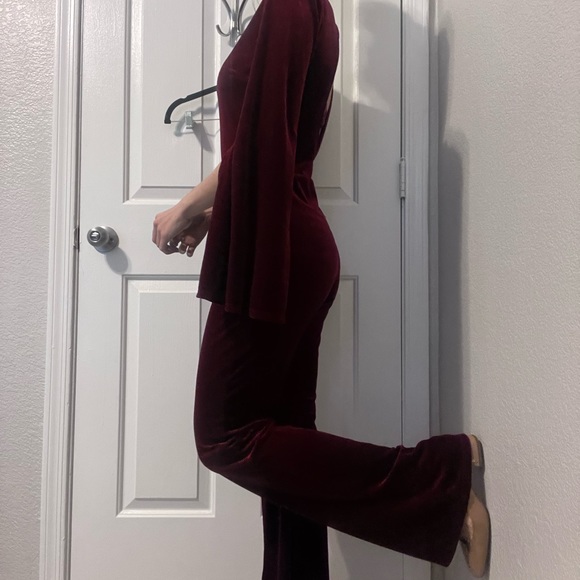 Day & Night Maroon Velvet Jumpsuit from Revolve - Picture 5 of 13